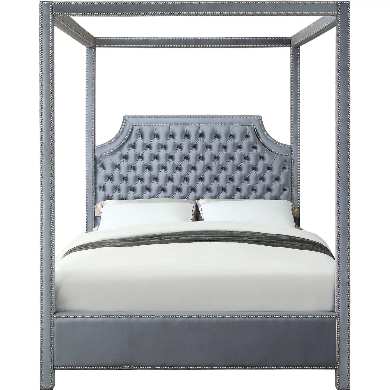 Meridian Furniture Inc Rowan Tufted Canopy Bed with Nailhead Trim