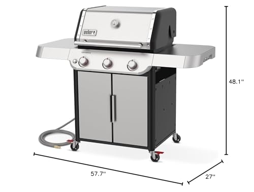Weber Genesis S-315 Liquid Propane Gas Grill for Outdoor Grilling, 3 Burners, Stainless Steel