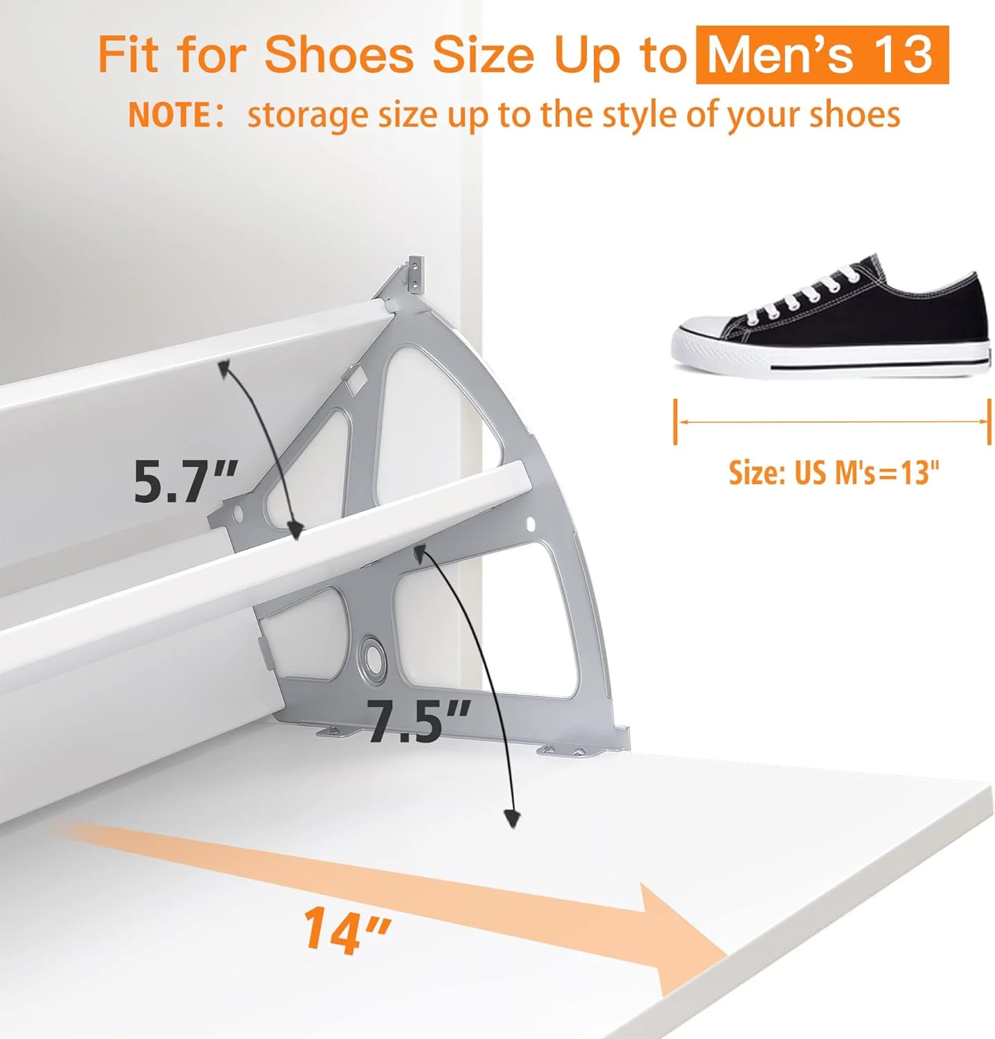 Shoe Cabinet for Entryway Slim Entryway Shoe Storage Cabinet with 2 Flip Drawers Size up to Men's 13 White Narrow Shoe Cabinet Freestanding Hidden