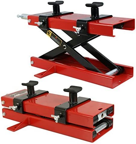 Motorcycle Center Scissor Lift Jack Hoist Stand Bikes ATVs Scooter Crank Stand, 1100 LB Load Capacity
