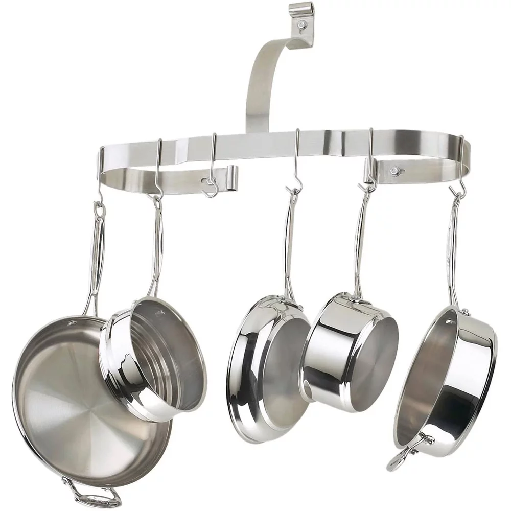 Cuisinart 77-7P1 Chef's Classic 7-Piece Cookware Pot and Pan Set Stainless Steel Bundle with Cuisinart Wall Mounted Oval Cookware Rack Stainless Steel