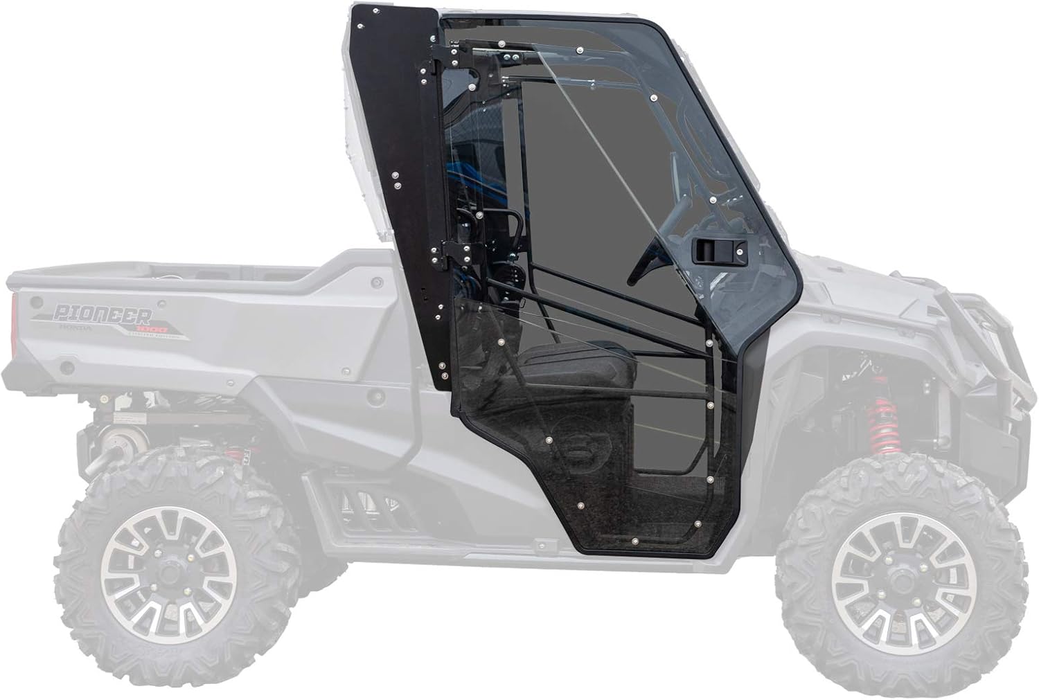 SuperATV Hard Cab Enclosure Doors Compatible with 2016+ Honda Pioneer 1000 - Scratch Resistant Lightly Tinted Polycarbonate