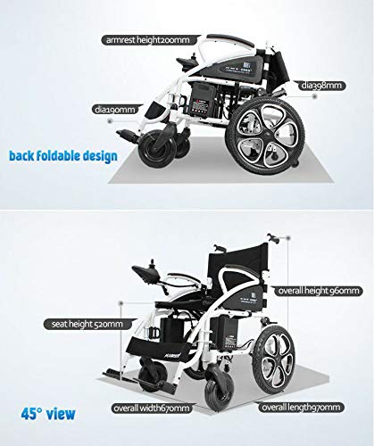 Foldable Lightweight Heavy Duty Lithium Battery Electric Power Wheelchair Multi Terrain Easy Travel (Blue EW)