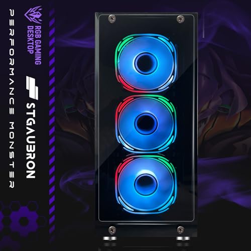 STGAubron Gaming PC Computer Desktop, GeForce RTX 2060 Super 8G, Intel Core I7 8th up to 4.1GHz, 16G DDR4, 1T SSD, WiFi 6 & BT 5.2, RGB Fan x6