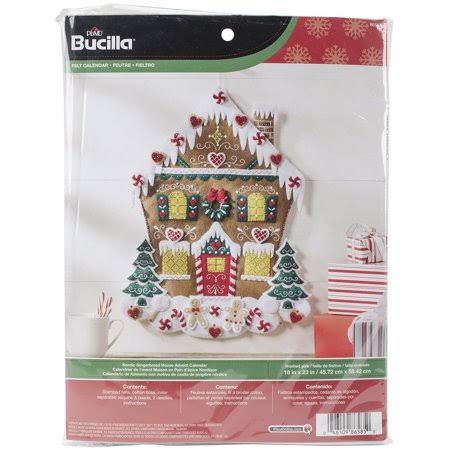 Felt Applique Advent Calendar Kit, 18 by 25-Inch, 86585 Nordic Gingerbread House, Detailed Designs and Generous Embellishments by Bucilla
