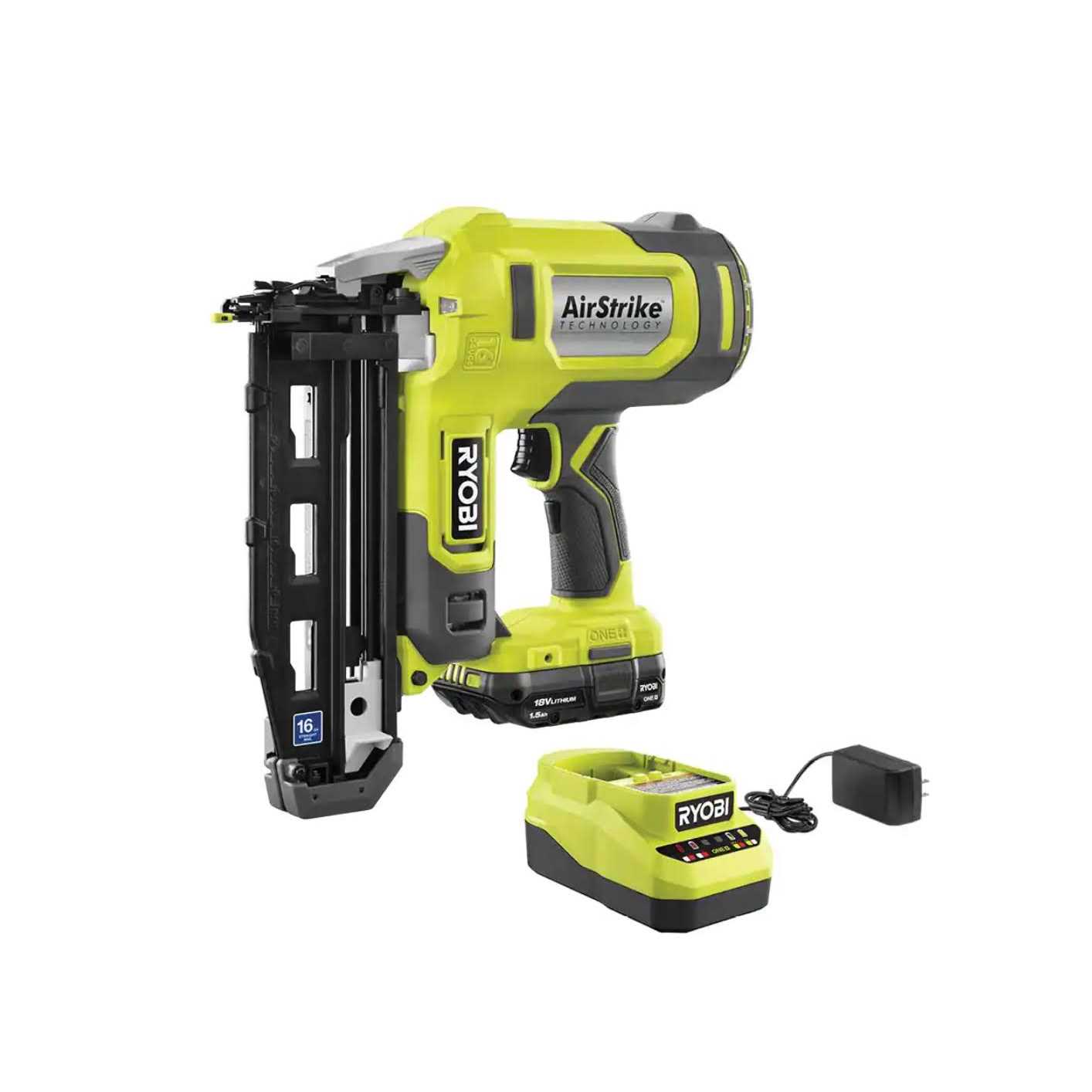 RYOBI ONE+ 18V 16-Gauge Cordless AirStrike Finish Nailer Ah Battery - Shop Hardware Tools Online Store