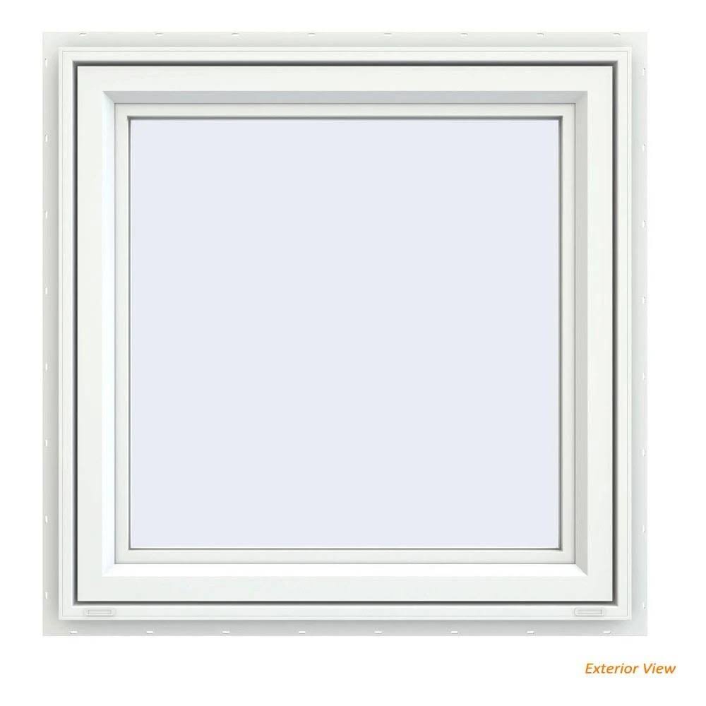 JELD-WEN 35.5 in. x 35.5 in. V-4500 Series White Vinyl Right-Handed Casement Window with Fiberglass Mesh Screen CS3146