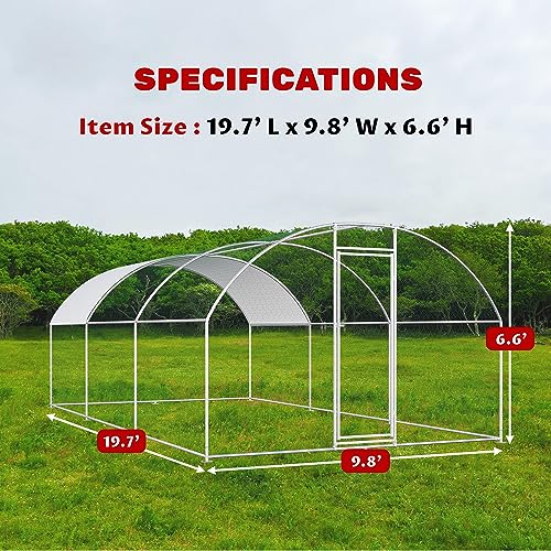 Chicken Coop Large Metal Chicken Run for 6/10 Chickens Poultry Cage with Waterproof Cover for Duck Walk-in Chicken Pen for Yard