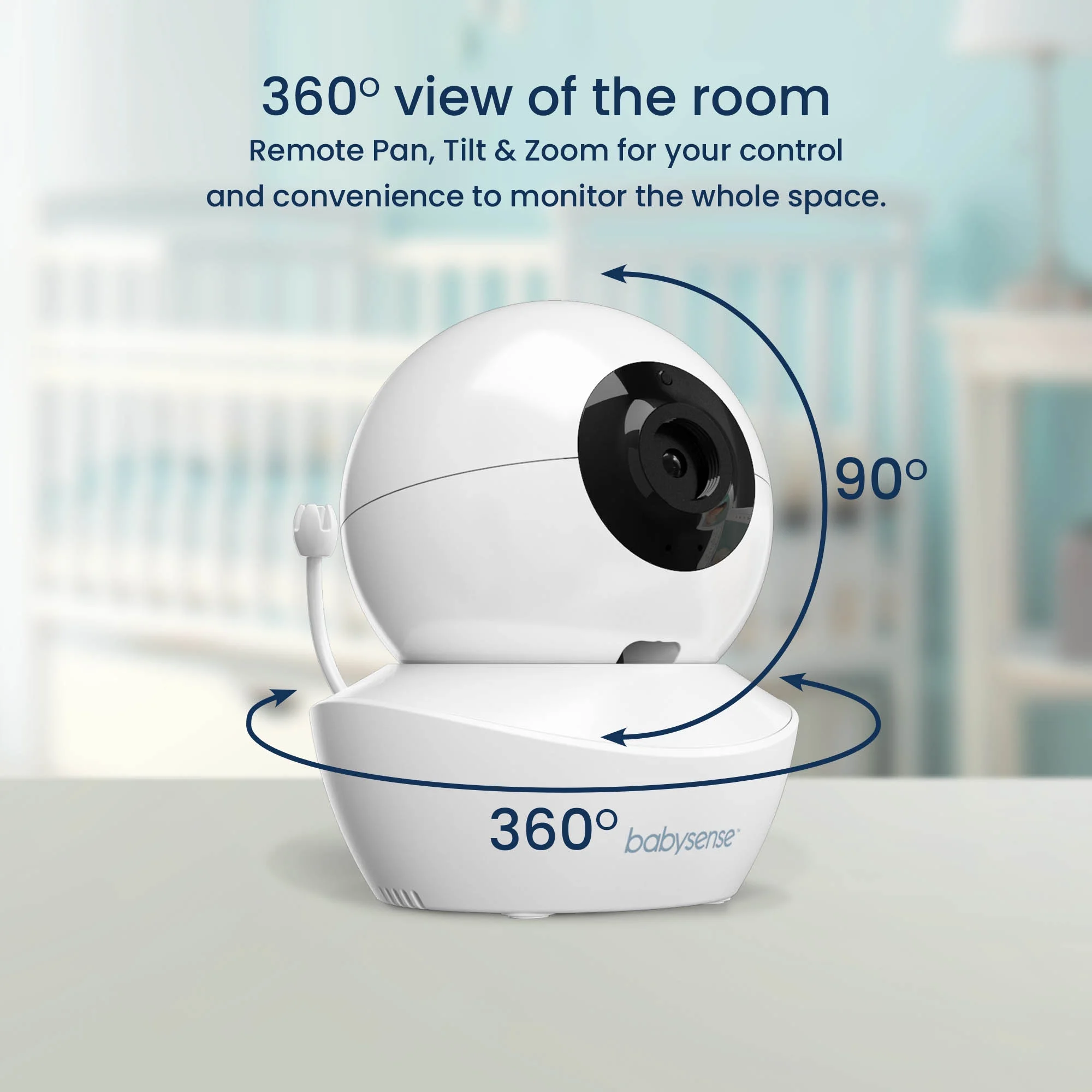 Babysense HD Baby Video Monitor Split Screen, 5" HD Display with 2 Cameras, Night Light, Non-Wi Fi, Pan Tilt Zoom, HDS2