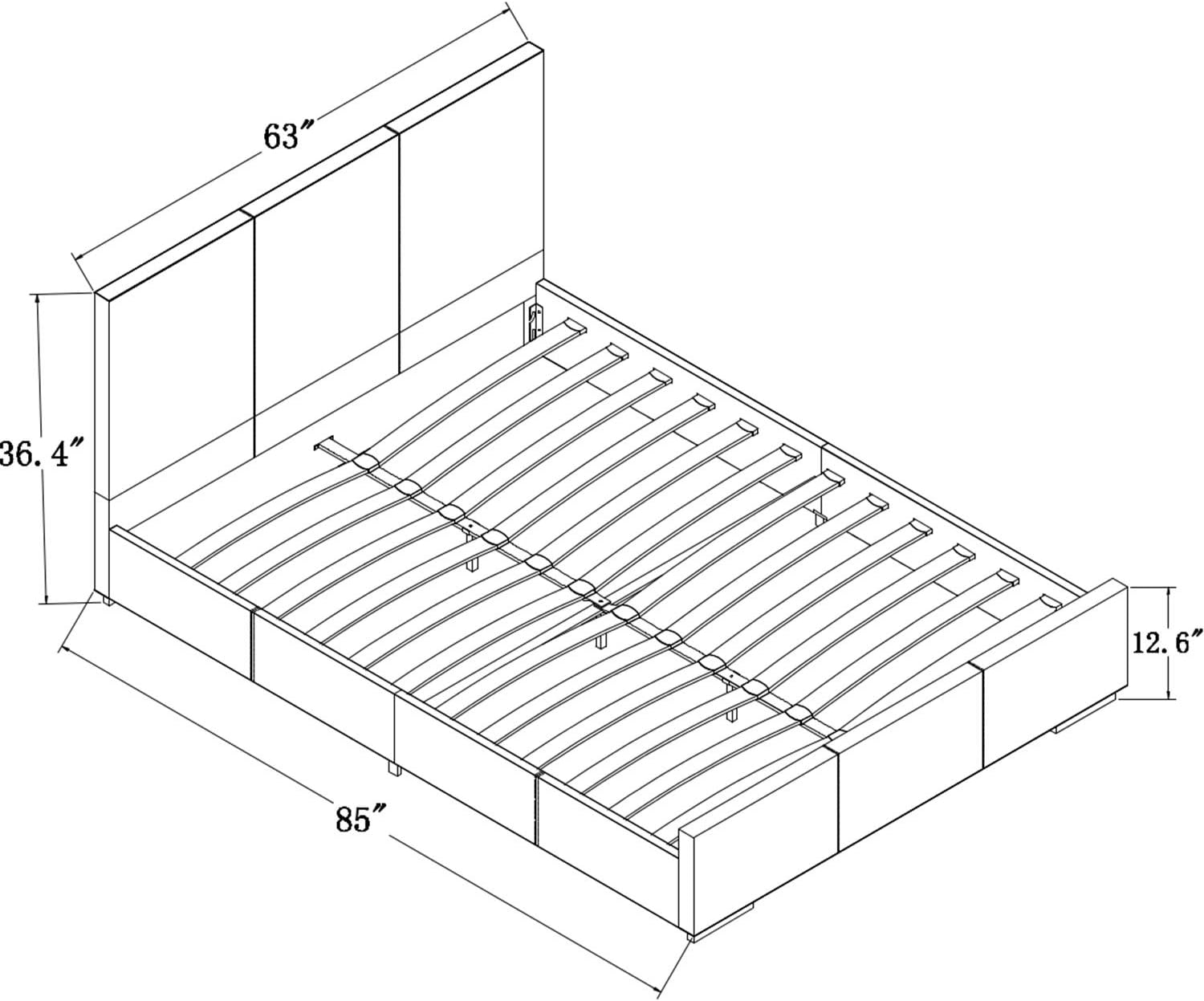 Hindes Upholstered Platform Bed Frame | Low-Profile Bed With Full Slat Support System – No Box Spring Needed, Easy Assembly | Gray,