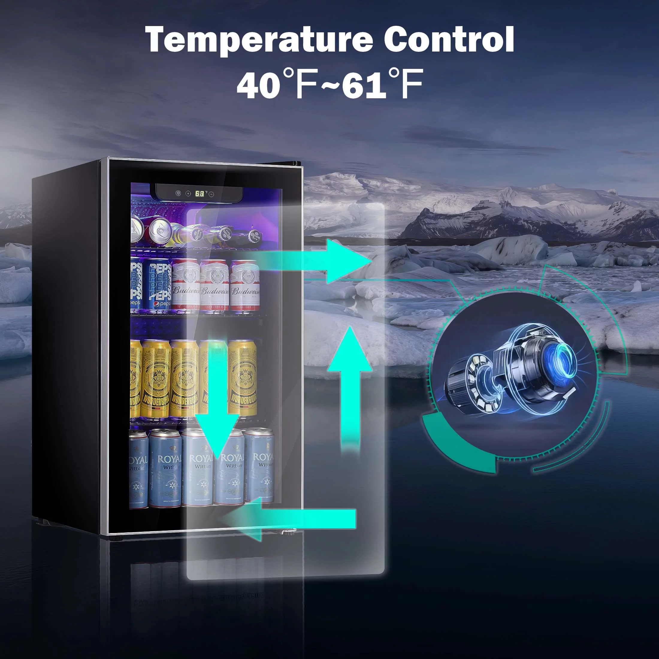 LHRIVER 3.2Cu.ft Beverage Refrigerator Cooler, 120 Can Mini Fridge, Freestanding Wine Chiller, Glass Door for Soda
