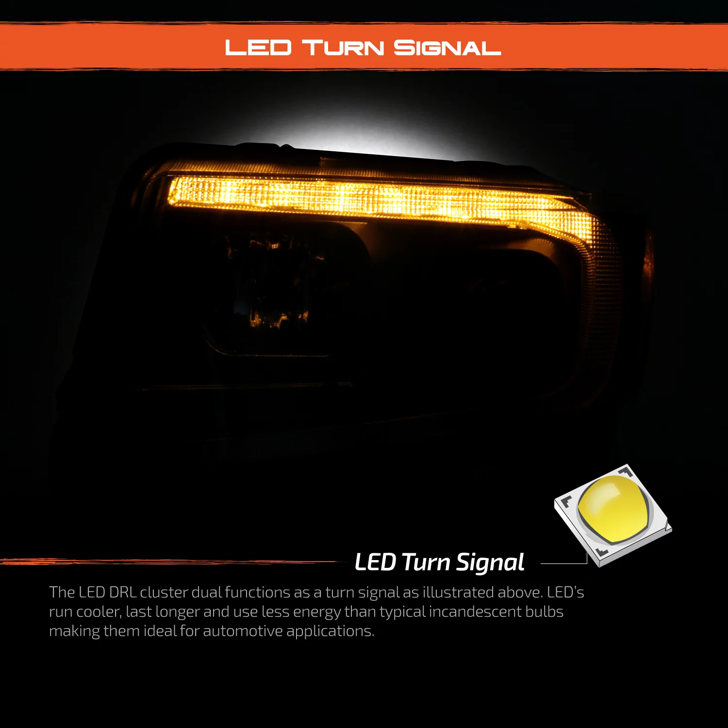 AKKON - Fits 2011-2013 Jeep Grand Cherokee [HID/Xenon Type] LED Tube Bar Projector Black Headlights Pair w/ Sequential Signal
