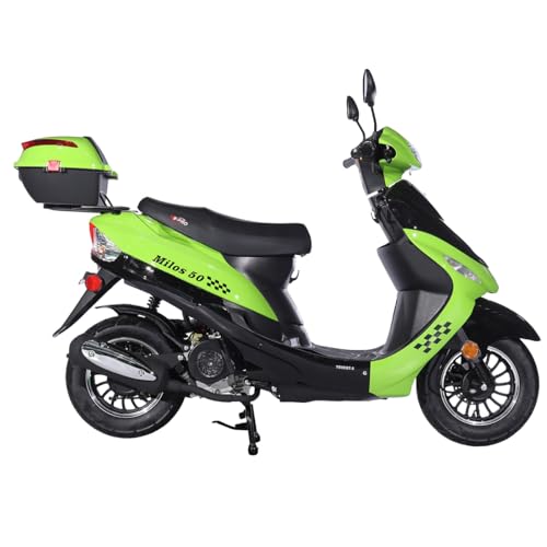 X-PRO Milos 50 Moped with 10" Aluminum Wheels, Electric/Kick Start! (Black)