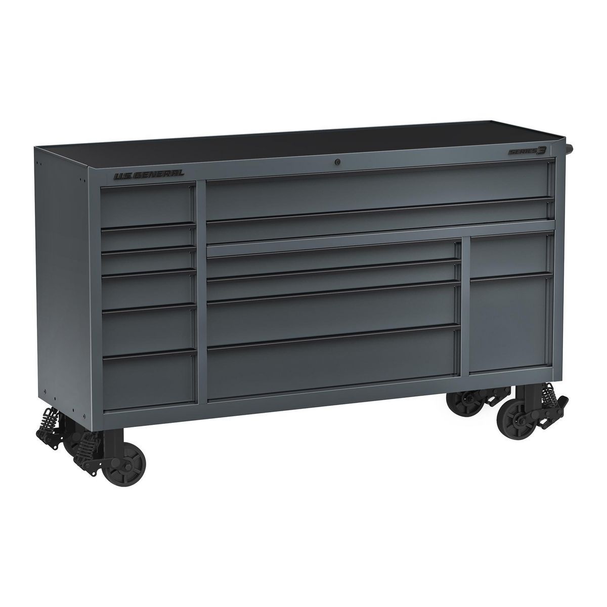 U.S. GENERAL 72 in. x 22 in. Triple-Bank Roll Cab, Series 3, Slate Gray