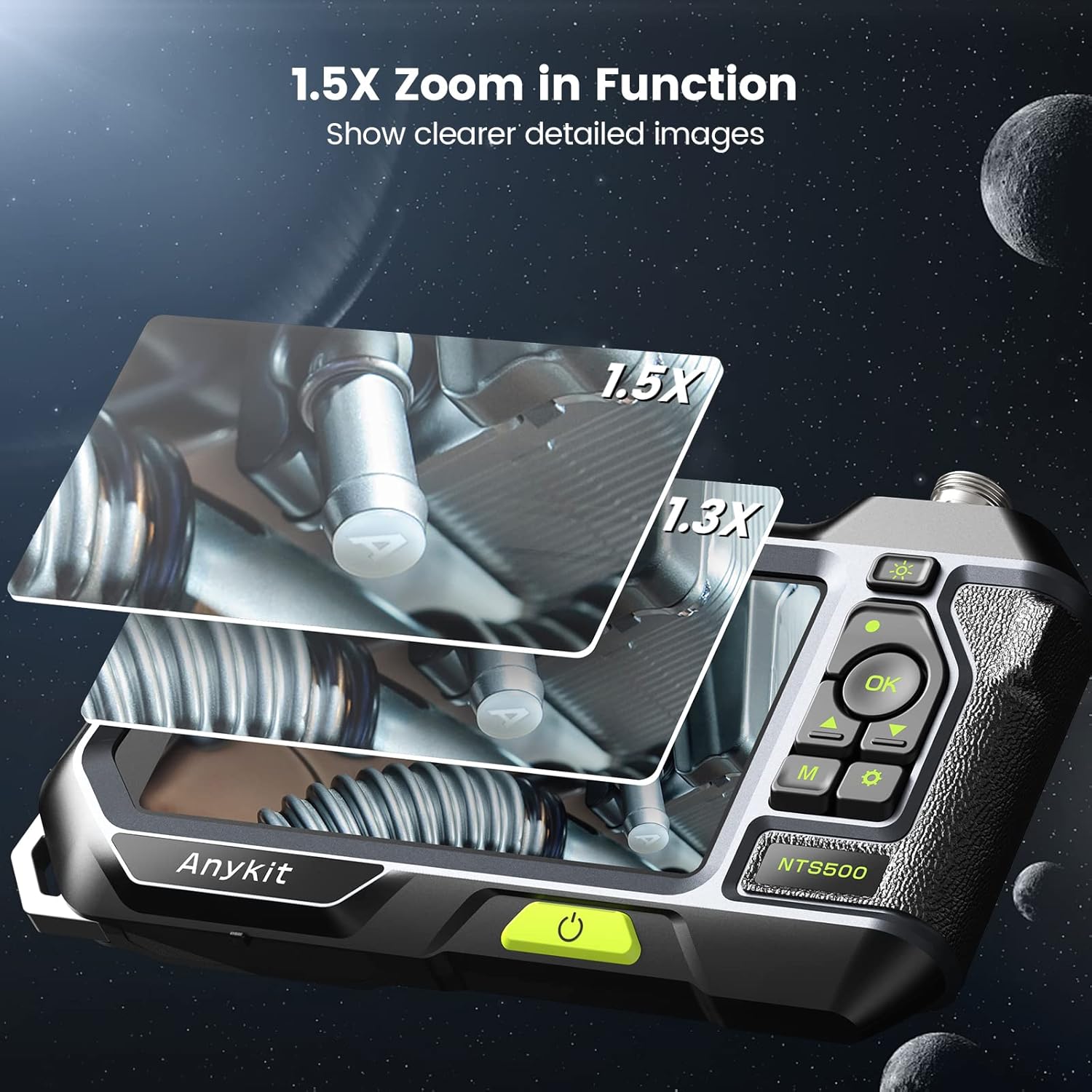 Dual Lens Endoscope with 5" IPS Screen, Anykit NTS500 5.5mm 1080P HD Borescope Inspection Camera, IP67 Waterproof Snake Camera with Lights & Tool Box