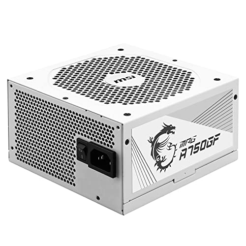 MSI MAG 850GL PCIE 5 White Gaming Power Supply - Full Modular - 80 Plus Gold Certified 850W - Compact Size - ATX PSU