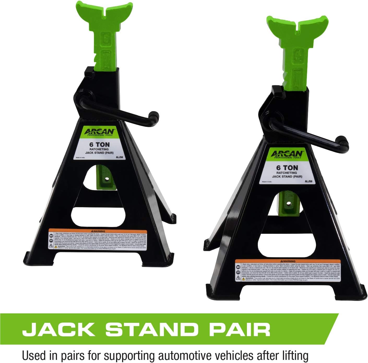 Arcan 6-Ton Steel Jack Stands (ALJS6) Pack of 2