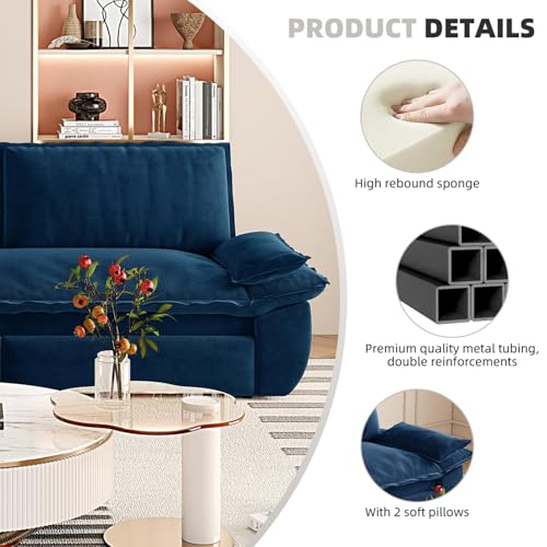 70.1" Futon Sofa Bed Queen Size, Pull Out Bed, 3-in-1 Convertible Sleeper Sofa with 2 Soft Pillows, Modern Velvet Futon Couch for Living Room