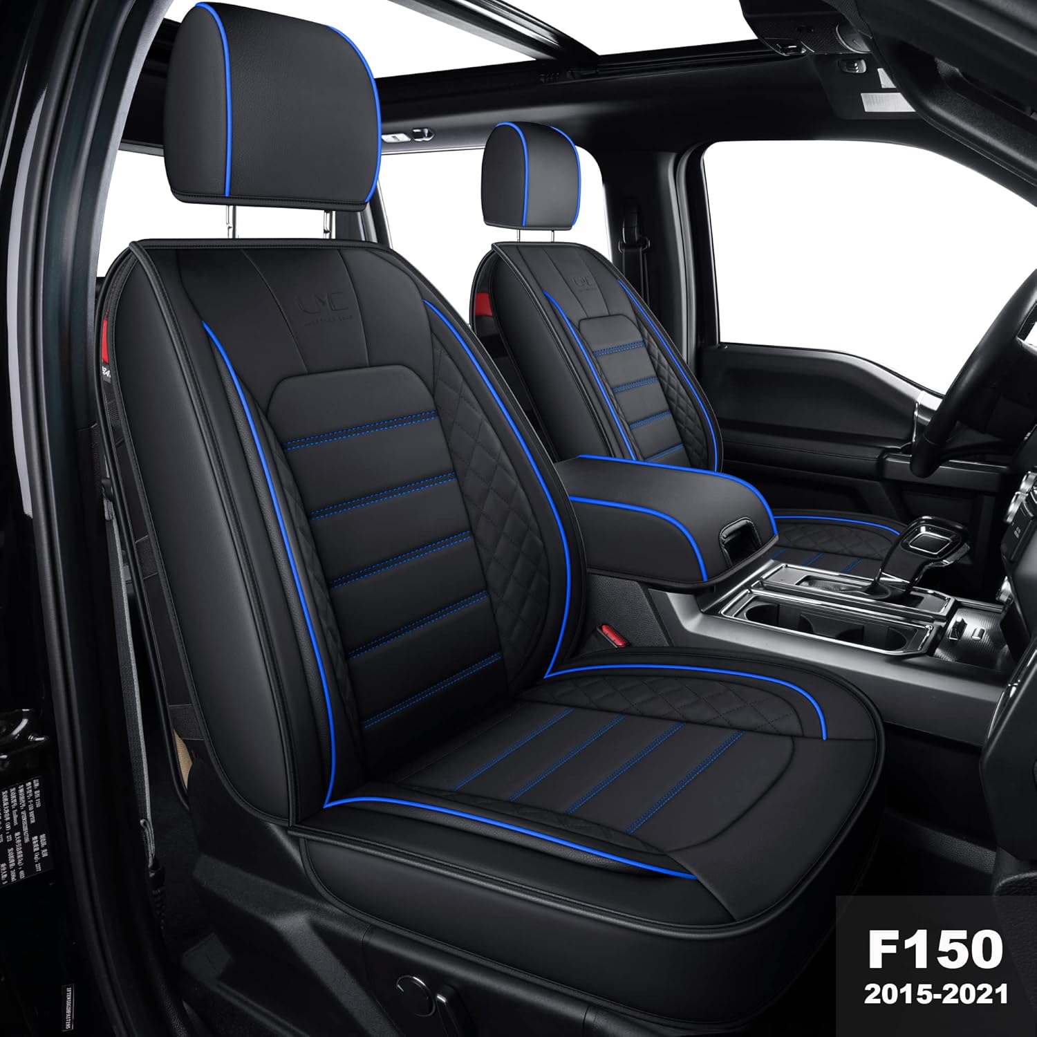 LUCKYMAN CLUB Custom Fit Seat Covers for 2015-2022 F150 Crew Cab, and 2017-2022 F250 F350 Crew Cab with Waterproof Faux Leather (Black & Red)