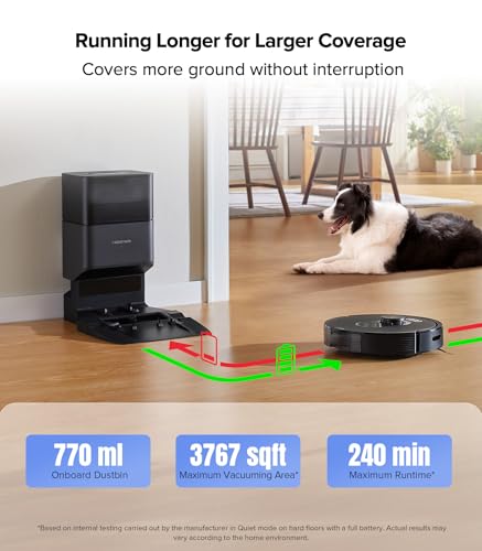 roborock Q5 Max+ Robot Vacuum with Self-Empty Dock, Upgraded from Q5+, 5500 Pa Suction, DuoRoller Brush, Hands-Free Cleaning for up to 7 Weeks