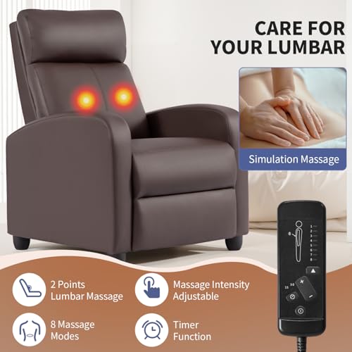 BestMassage | Recliner Chair | with 2 Point Massage Function | Black | with Lumbar Support, Adjustable Push Back, Wide Armrests