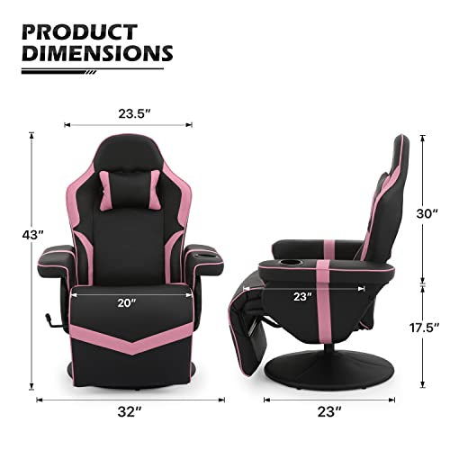 MoNiBloom Video Gaming Chair Racing Style Single Living Room Sofa Recliner with Detachable Headrest