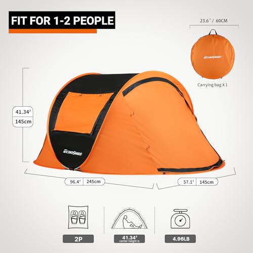 EchoSmile Camping Instant Pop Up Tent, 2/4/6/8/10 Person, Water Resistant Dome, Easy Setup for Camping Hiking and Outdoor, Portable with Carry Bag