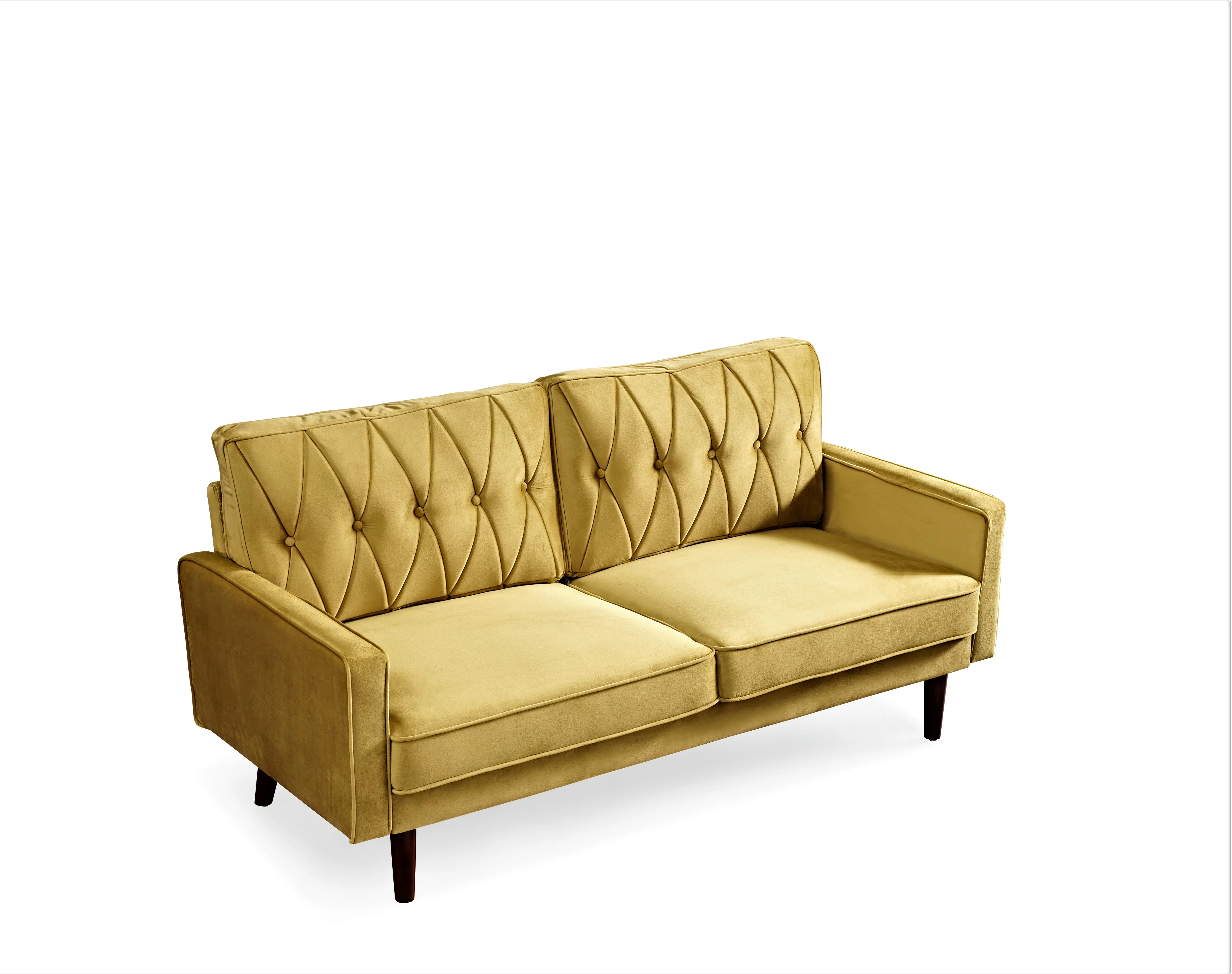 Uspridefurniture Feemster 69.3'' Velvet Square Arm Sofa -Yellow