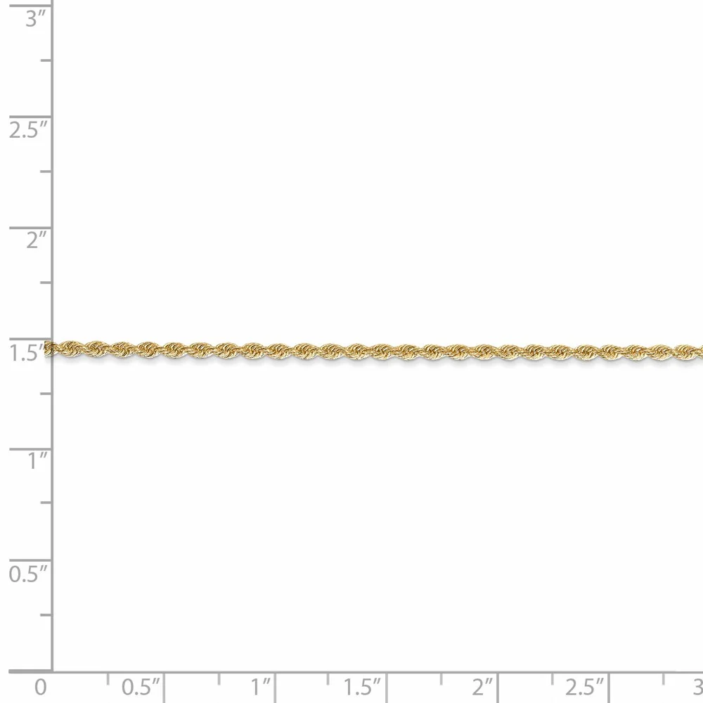 Leslie's Real 14kt Yellow Gold 1.6mm Solid Regular Rope Chain; 22 inch; Lobster Clasp; for Adults and Teens; for Women and Men
