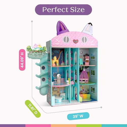 Gabby’s Dollhouse Purrfect Playhouse by Delta Children – Features Sounds & Light Up Ears - Includes 20 Accessories - Fits 8-inch Dolls