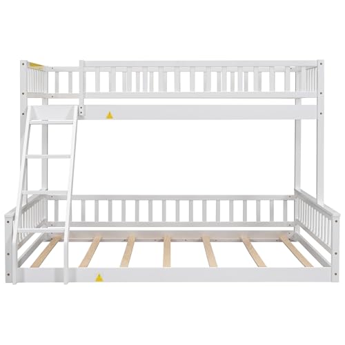 Ball & Cast Twin-Over-Twin Bunk Bed with Twin-Size Trundle and 3 Storage Stairs,Wood Bunkbed w/Full-Length Guardrails,Slat Support