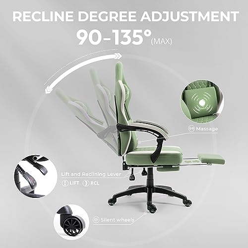 Dowinx Gaming Chair Breathable Fabric Computer Chair with Pocket Spring Cushion, Comfortable Office Chair with Gel Pad and Storage Bag