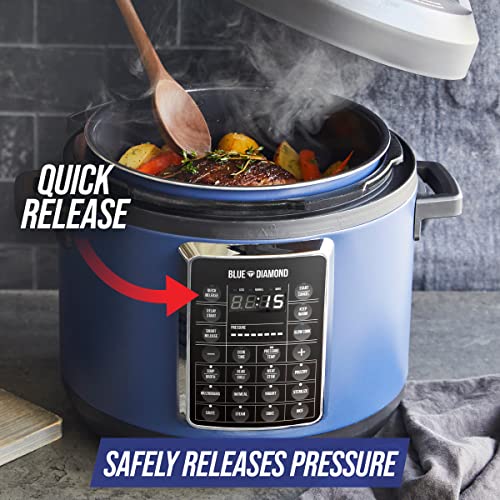 Blue Diamond Ceramic Nonstick, 16-in-1 6QT Electric Pressure Cooker, Slow Cooker, Rice Cooker, Yogurt Maker, Saute, Steamer and More, Programable