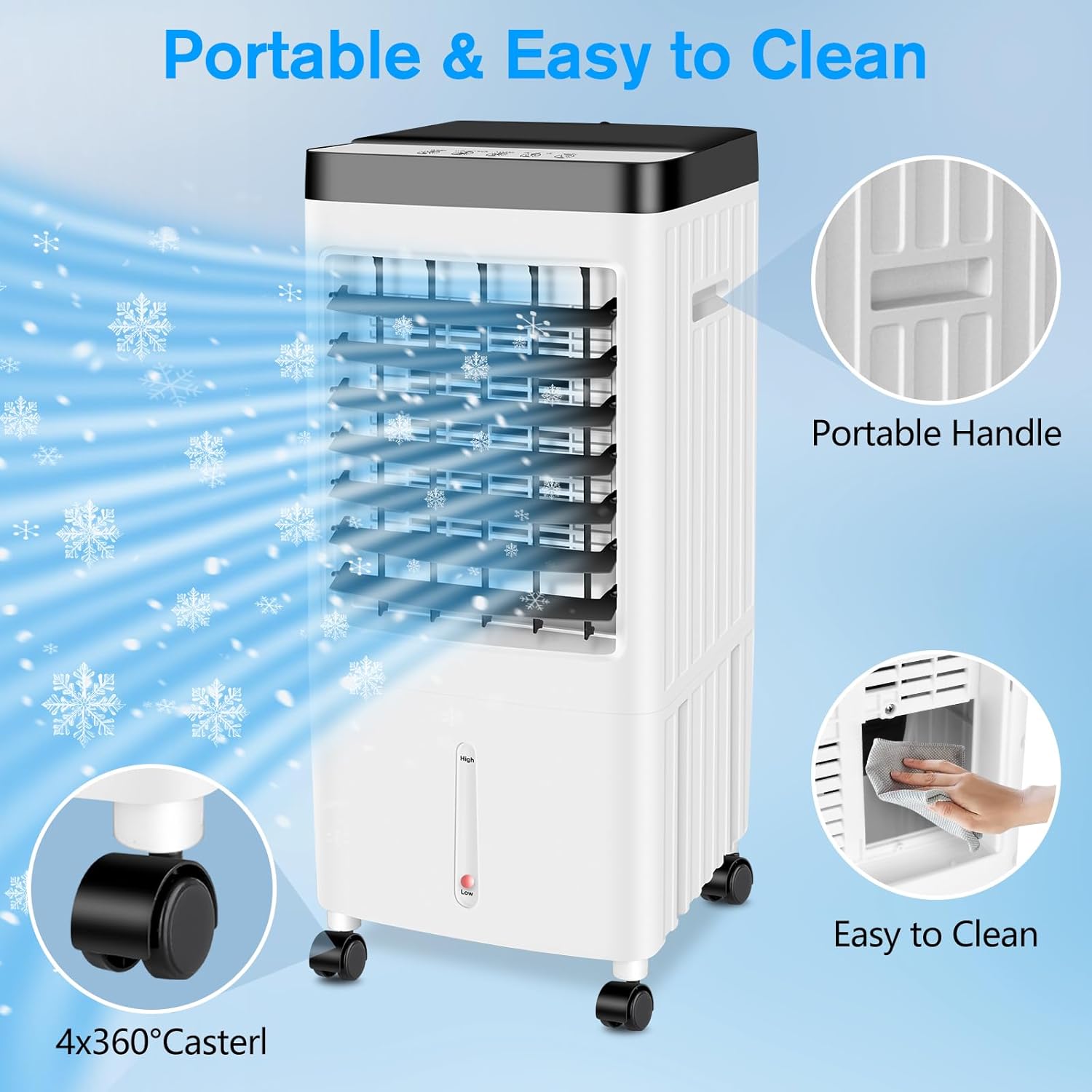 Portable Air Conditioners Windowless,2024 Upgraded Room Air Conditioners,3 IN 1 Swamp Cooler,Ac Unit with 3 Gal Water Tank,Timer,3 Speeds