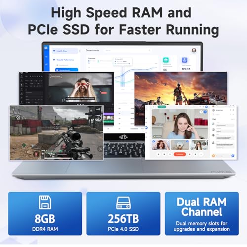 NIMO 15.6" IPS FHD-Business-Laptop, Intel 6 Core i3-1215U 8GB RAM 256GB SSD (Beat i5-1135G7