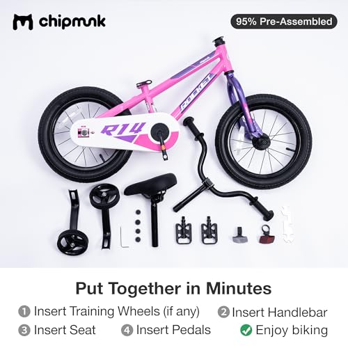 Chipmunk Kids Bike Toddlers 12 14 16 18 Inch Wheel Bicycle Beginners Boys Girls Ages 3-11 Years, Multiple Color Options