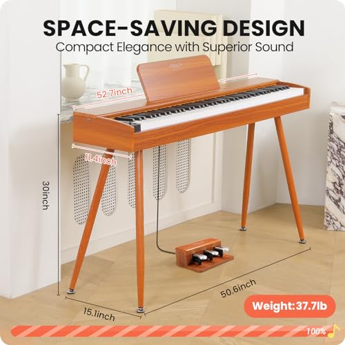Fesley Digital Piano 88 Key Weighted Keyboard: Full Size Electric Piano with Graded Hammer Action for Professional, Dual Stereo Speakers & 3-Pedal
