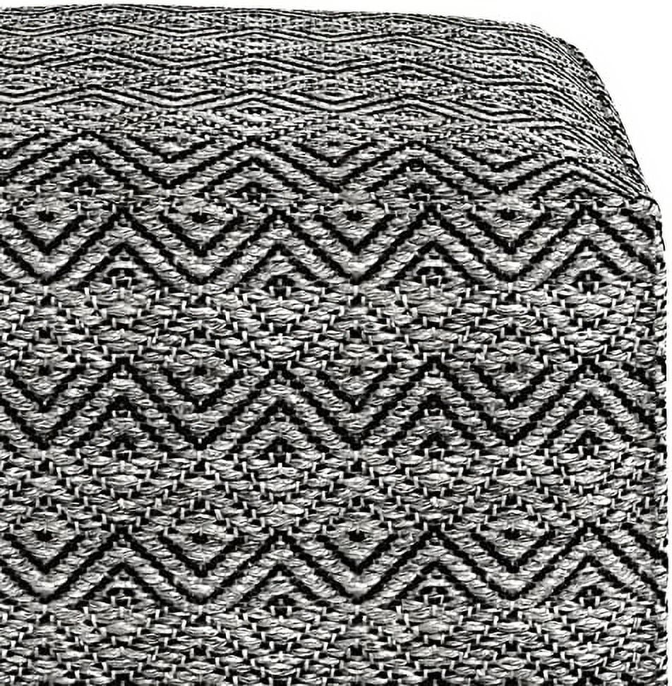 Boho Square Pouf Ottoman, Small Hand Knitted Hassock Footrest For Living Room, Cotton Woven Bean Bag Foot Stool For Couch