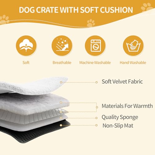 71" Dog Crate Furniture for 2 Dogs, Heavy Duty Indoor Dog Kennel TV Stand, XXL Wooden Dog Cage with Divider for Medium Large Dogs