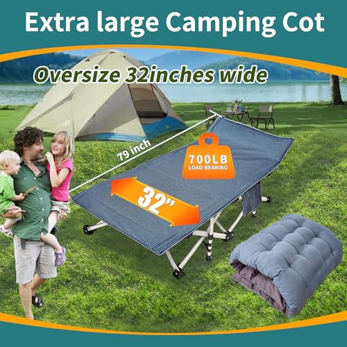 2 Pack Camping Cot with Mattress Comfortable Cot Bed Folding Cot Heavy Duty Cots for Sleeping with Carry Bag for Adults Kids Guest Bed Outdoor Indoor