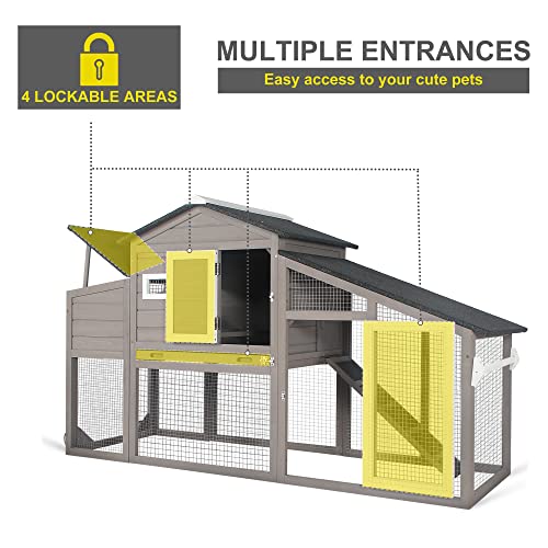 Chicken Coop Large Wooden Chicken Tractor - with Wheels Waterproof Outdoor Hen House Poultry Cage Back Yard Chicken Coops with Run