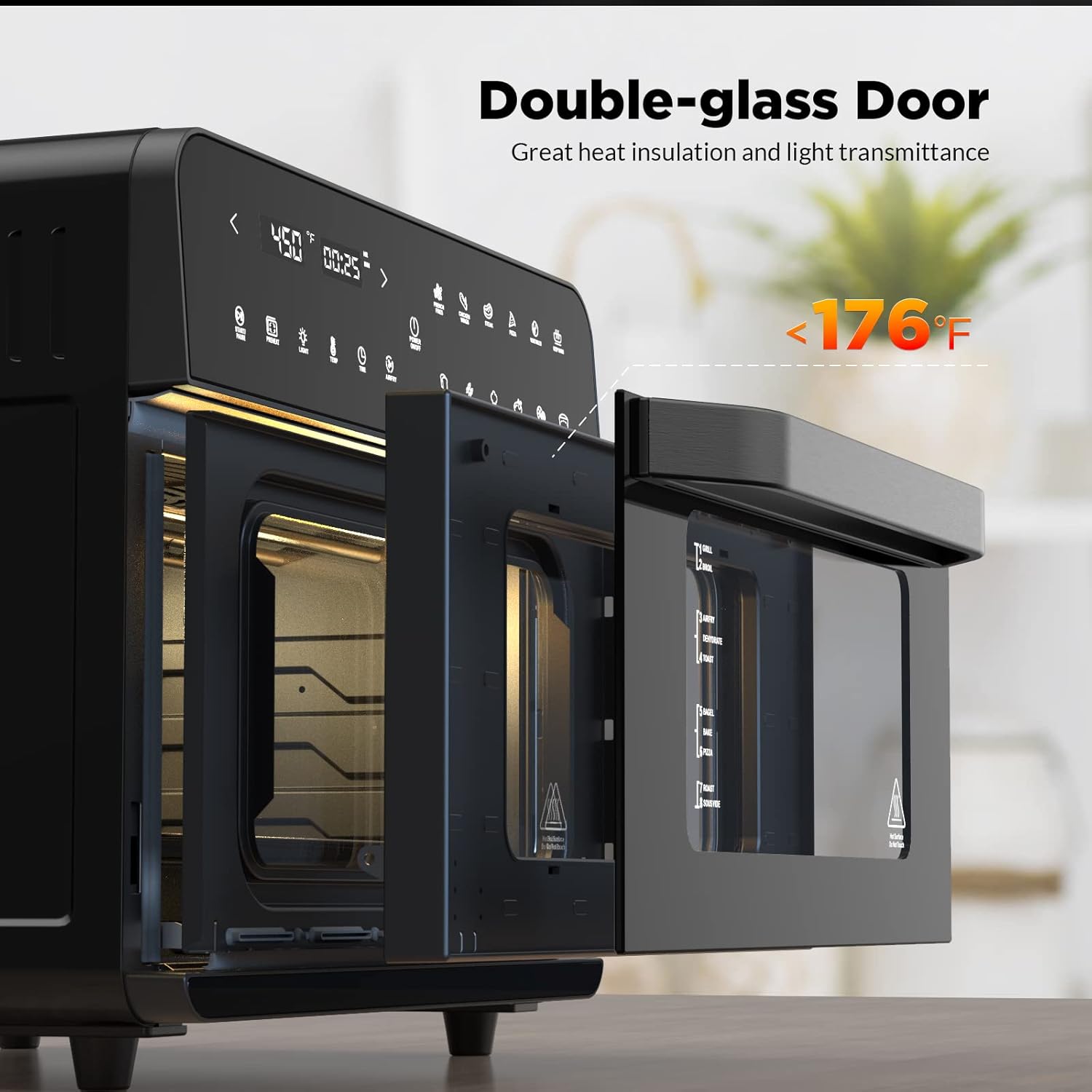 26.3QT/25L Extra-Large Convection Toaster Oven, Countertop Convection Oven, Bake & Broil, 12-in-1 Air Fryer Toaster Oven Combo