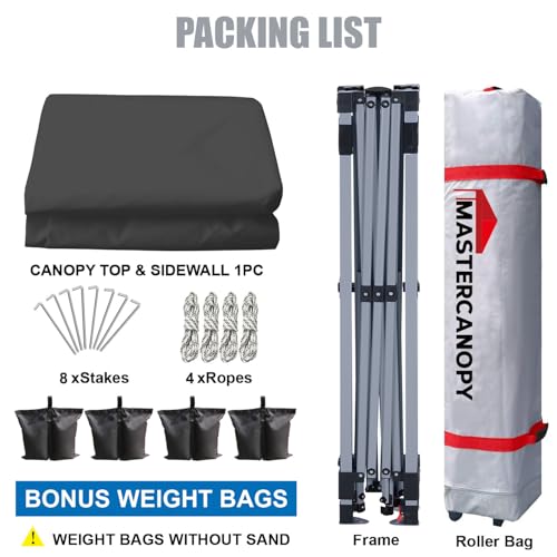 MASTERCANOPY Durable Pop-up Canopy Tent with 1 Sidewall (10'x10',White)