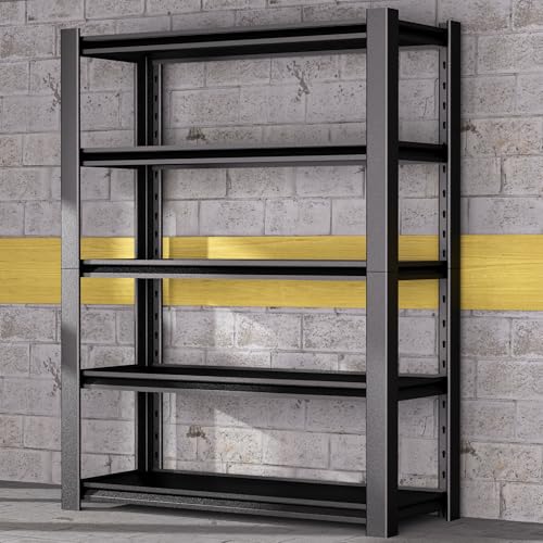 5-Tier Heavy Duty Garage Shelving Unit, 3000 LBS Capacity Metal Storage Rack 72" H x 48" W x 20" D, Adjustable Steel Shelves for Garage, Warehouse