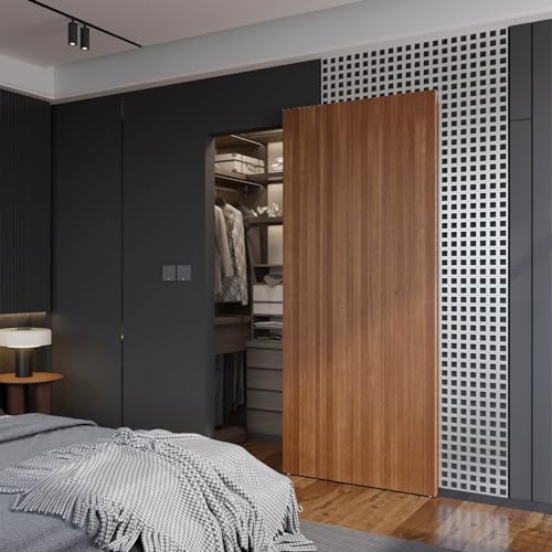 36inch Concealed Sliding Barn Door Hardware with Soft Close Mechanism, Aluminum Track, Invisible Floor Track, Fit MIN Opening Width 28in
