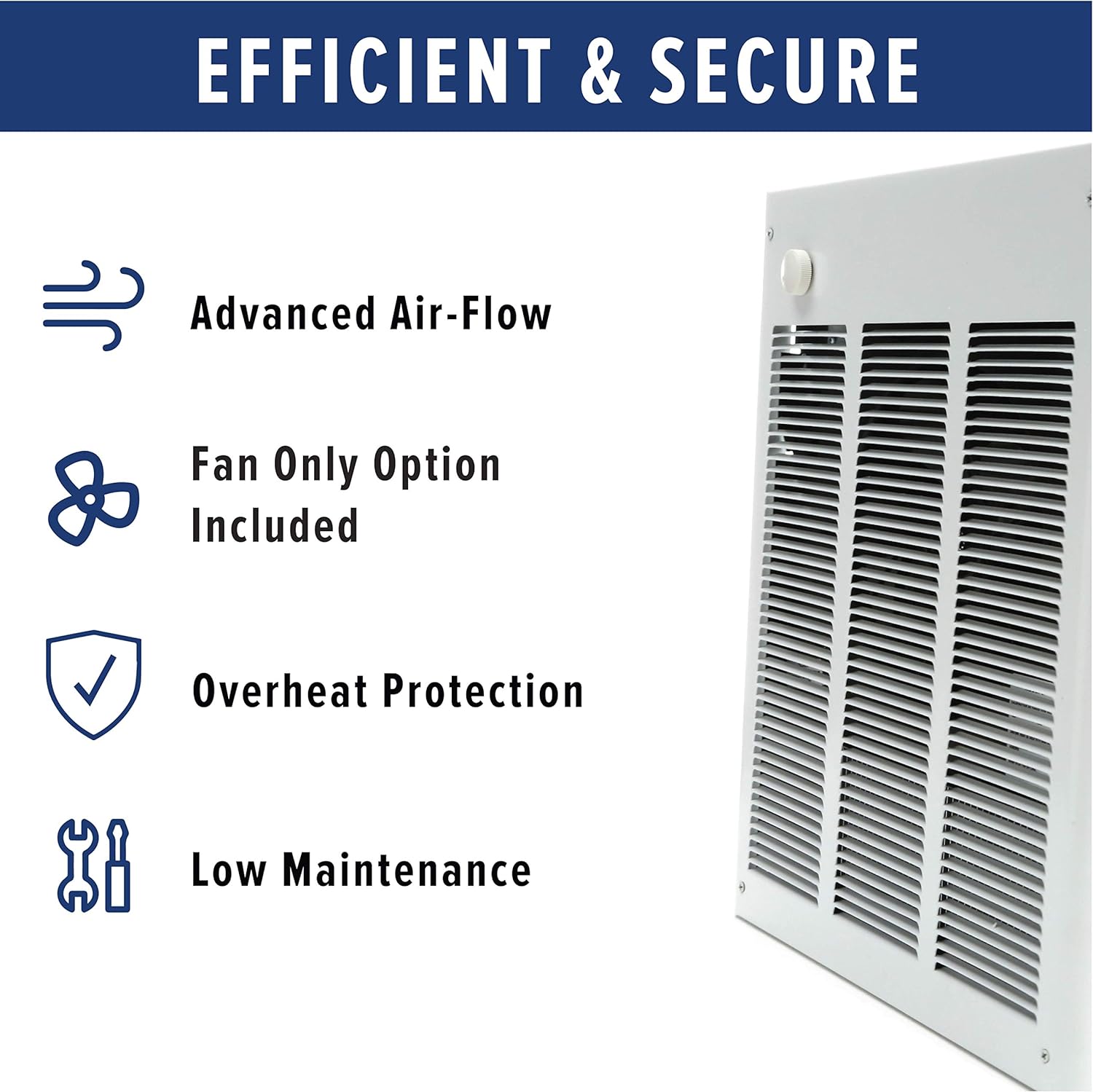 QMark CWH3404F Electric Wall Heater for Home and Commercial Use, 4000 Watt, 240 Volt, White - Smart Home Appliances
