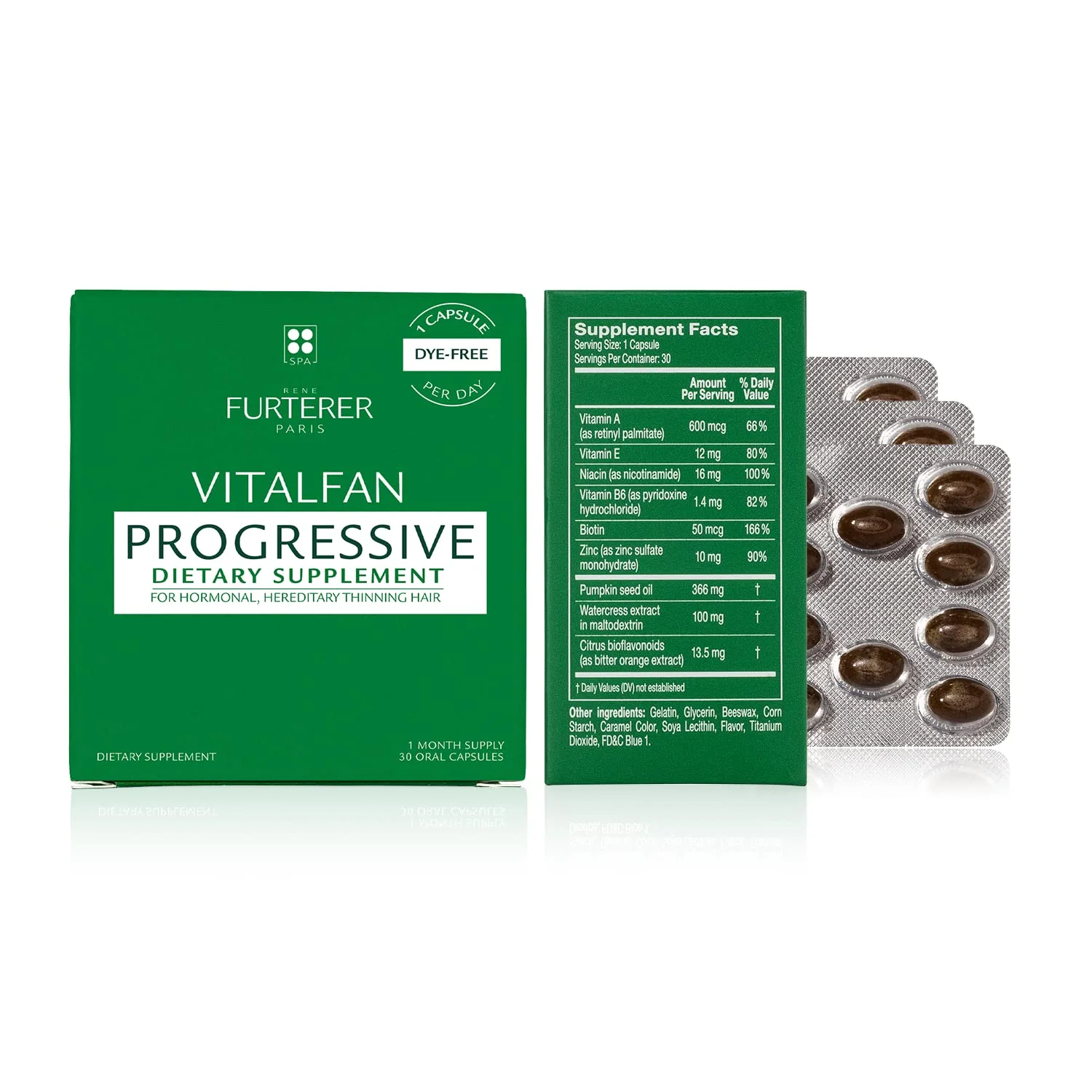 Rene Furterer VITALFAN Progressive Dietary Supplement - Hereditary & Hormonal , Plant-Based, Biotin, Drug Free, Dye Free 30 ct. - Kansas Nuitrition