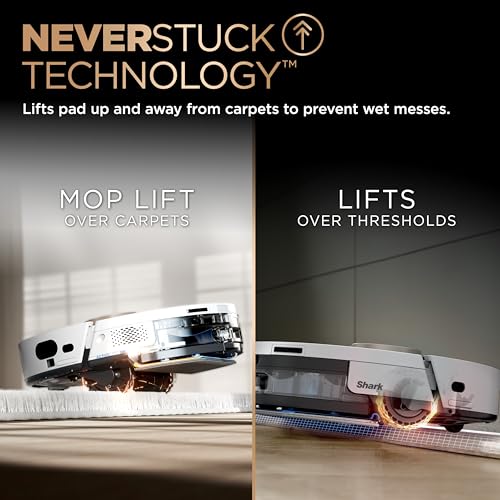 Shark Robot Vacuum & Mop Combo, PowerDetect NeverTouch Pro, Self-Emptying, Self-Refill with Self-Clean Pad Wash & Dry, 60-Day Debris Capacity