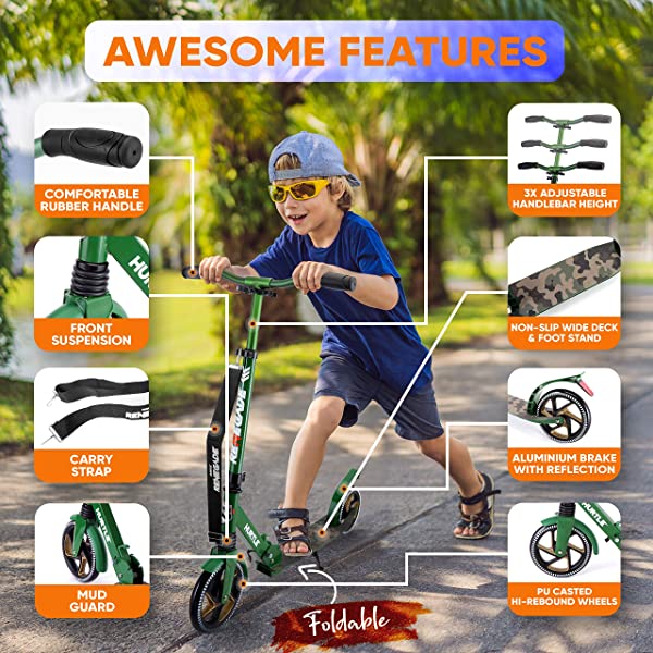 Hurtle Scooter &ndash; Scooter for Teenager &ndash; Kick Scooter &ndash; 2 Wheel Scooter with Adjustable T-Bar Handlebar &ndash