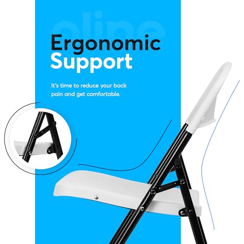 Oline Folding Chair, Indoor Outdoor Plastic Commercial Stackable Foldable Guest Chairs for Events Office Wedding Party Picnic Kitchen Dining